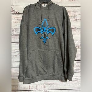 NBA Majestic New Orlean's Hornets Embroidered Hoodie Grey Sweat Shirt  3XL
